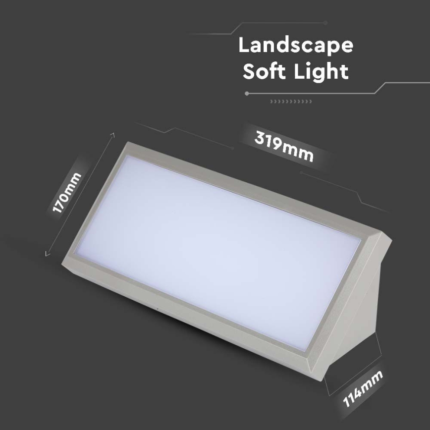 LED Εξωτερικό Επιτοίχιο Φωτιστικό LED/20W/230V 4000K IP65 γκρι
