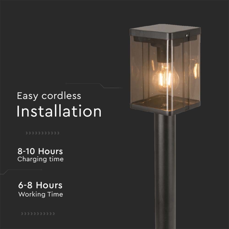 LED Εξωτερικό ηλιακό φωτιστικό με αισθητήρα LED/2,5W/3,7V 3000K IP54 2000 mAh μαύρο