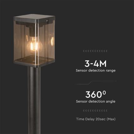 LED Εξωτερικό ηλιακό φωτιστικό με αισθητήρα LED/2,5W/3,7V 3000K IP54 2000 mAh μαύρο