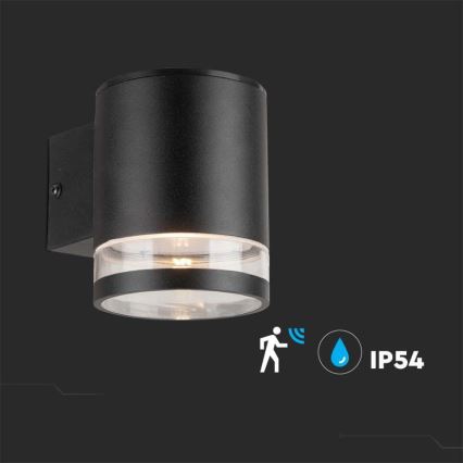 LED Εξωτερικό ηλιακό φωτιστικό τοίχου με αισθητήρα LED/1W/3,7V 3000K IP54 1200 mAh μαύρο