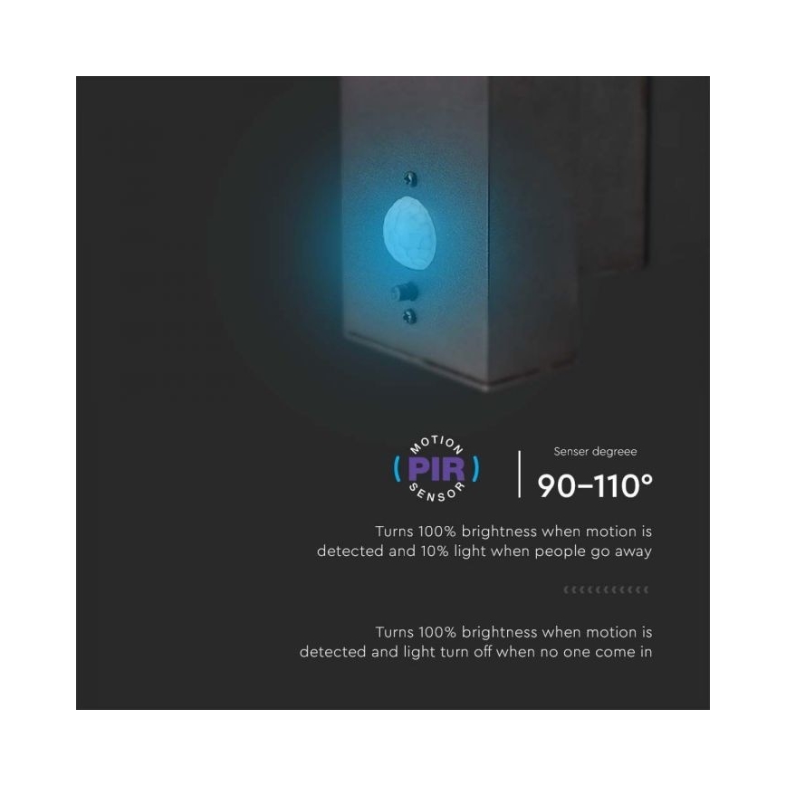 LED Εξωτερικό ηλιακό επιτοίχιο φωτιστικό με αισθητήρα LED/5,5W/3,7V 3000K IP54 2000 mAh
