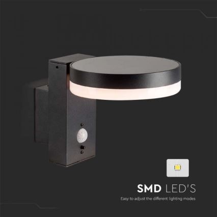 LED Εξωτερικό ηλιακό επιτοίχιο φωτιστικό με αισθητήρα LED/5,5W/3,7V 3000K IP54 2000 mAh