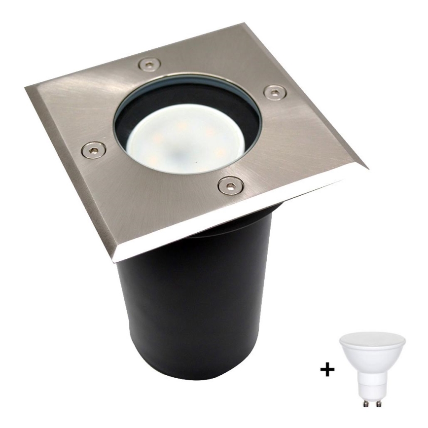 LED Εξωτερικό φωτιστικό δαπέδου 1xGU10/6W/230V IP44 ματ χρώμιο