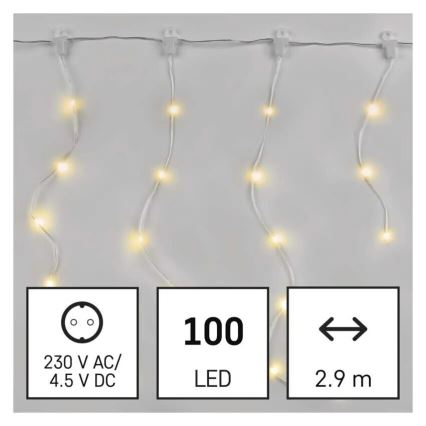 LED Εξωτερικό χριστουγεννιάτικο φωτιστικό αλυσίδα 100xLED/8 λειτουργίες 7,9x0,7m IP44 ζεστό λευκό