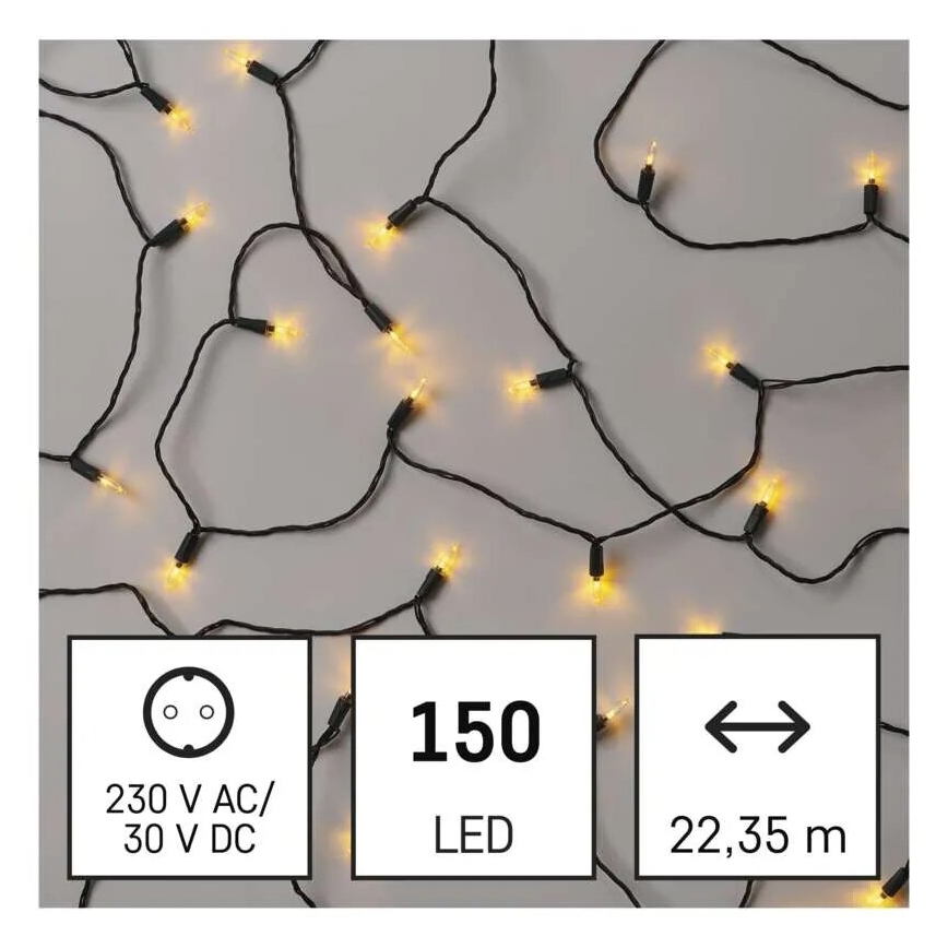 LED Εξωτερικό χριστουγεννιάτικο φωτιστικό αλυσίδα 150xLED/27,35μ IP44 vintage