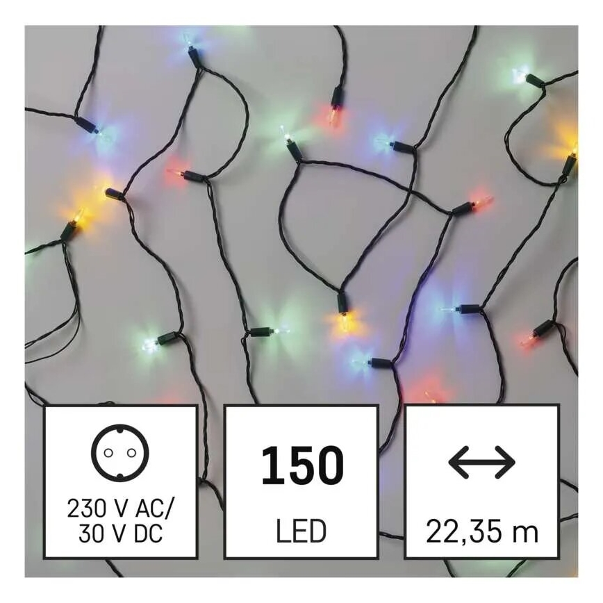 LED Εξωτερικό χριστουγεννιάτικο φωτιστικό αλυσίδα 150xLED/27,35μ IP44 πολύχρωμο