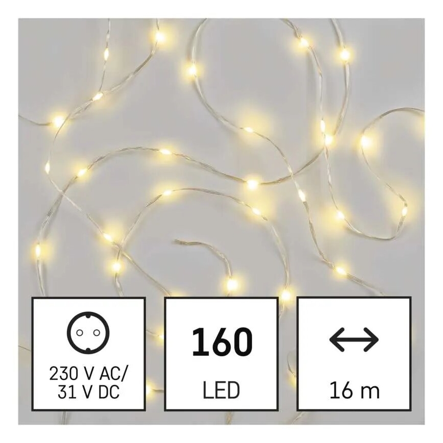 LED Εξωτερικό χριστουγεννιάτικο φωτιστικό αλυσίδα 160xLED/21μ IP44 ζεστό λευκό