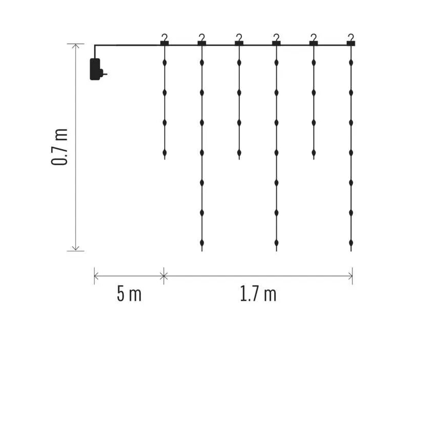 Εξωτερικό χριστουγεννιάτικο φωτιστικό LED 54xLED/8 λειτουργίες 6,7x0,7μ IP44 ζεστό λευκό