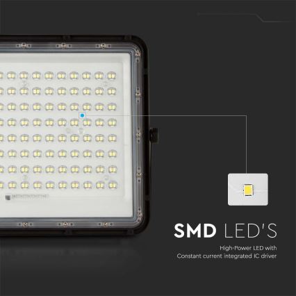 LED Εξωτερικού χώρου solar προβολέας  LED/200W/3,2V 4000K μαύρο IP65 + τηλεχειριστήριο