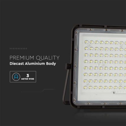 LED Εξωτερικού χώρου solar προβολέας  LED/200W/3,2V 4000K μαύρο IP65 + τηλεχειριστήριο