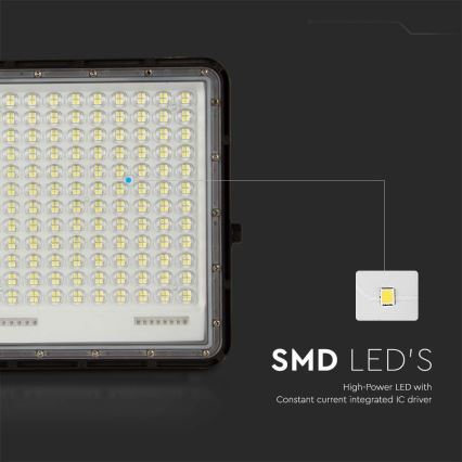 LED Εξωτερικού χώρου solar προβολέας  LED/30W/3,2V 4000K μαύρο IP65 + τηλεχειριστήριο