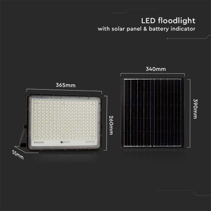 LED Εξωτερικού χώρου solar προβολέας  LED/30W/3,2V 4000K μαύρο IP65 + τηλεχειριστήριο