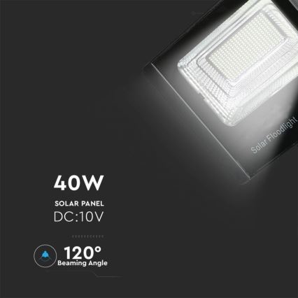 LED Εξωτερικού χώρου solar προβολέας  LED/40W/10V IP65 6000K + τηλεχειριστήριο