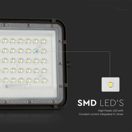 LED Εξωτερικού χώρου dimming solar προβολέας LED/6W/3,2V IP65 4000K μαύρο + τηλεχειριστήριο