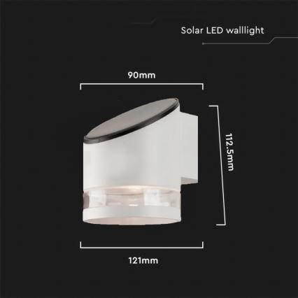 LED Εξωτερικού χώρου solar φωτιστικό τοίχου LED/1W/3,7V 3000K IP54 λευκό