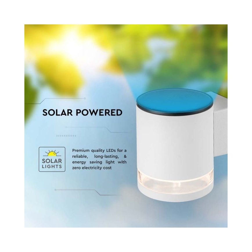 LED Εξωτερικού χώρου solar φωτιστικό τοίχου LED/1W/3,7V 3000K IP54 λευκό