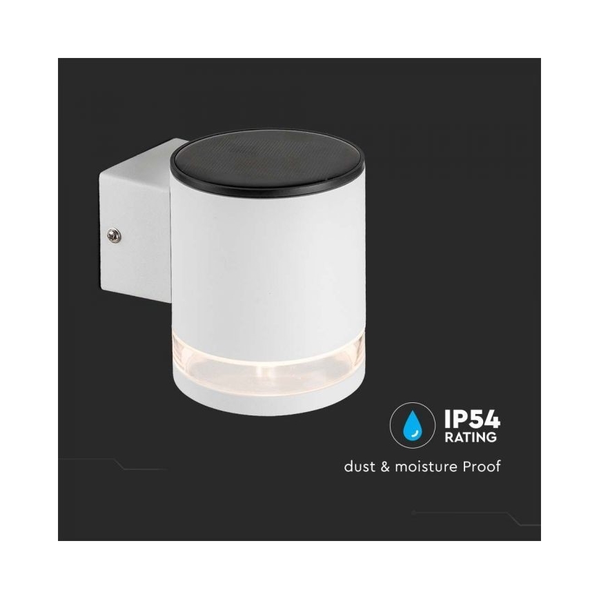 LED Εξωτερικού χώρου solar φωτιστικό τοίχου LED/1W/3,7V 3000K IP54 λευκό
