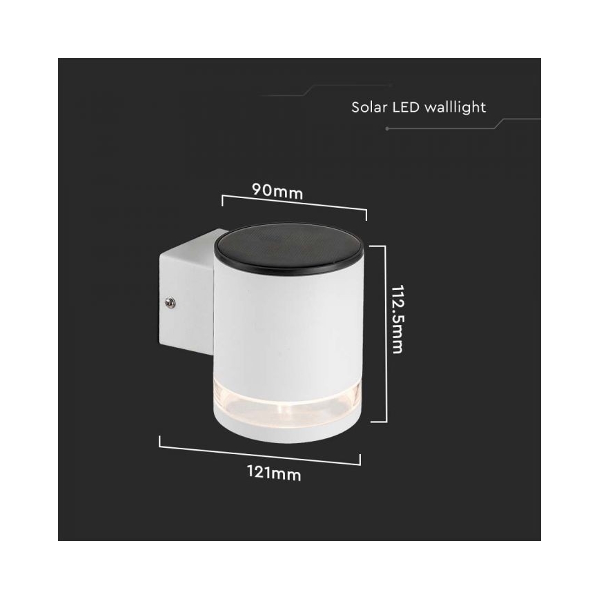 LED Εξωτερικού χώρου solar φωτιστικό τοίχου LED/1W/3,7V 3000K IP54 λευκό