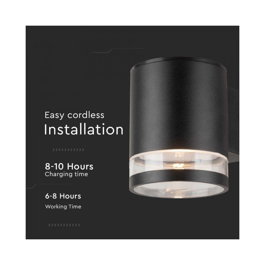 LED Εξωτερικού χώρου solar φωτιστικό τοίχου LED/1W/3,7V 3000K IP54 μαύρο
