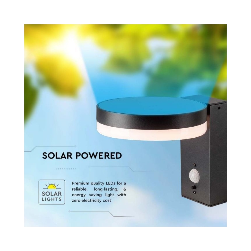 LED Εξωτερικού χώρου solar φωτιστικό τοίχου με αισθητήρα LED/5,5W/3,7V 3000K IP54