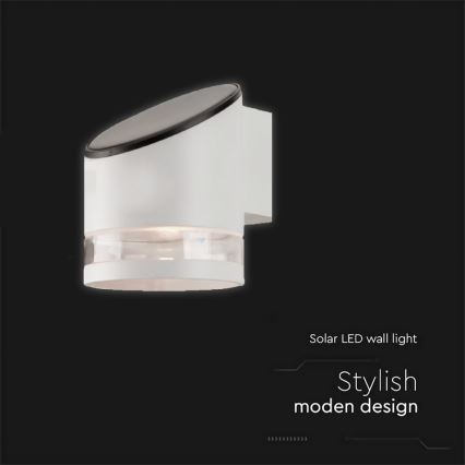 LED Εξωτερικού χώρου ηλιακό φωτιστικό τοίχου LED/1W/3,7V 3000K IP54 λευκό