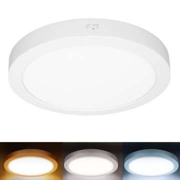 LED επιφανειακό/εντοιχισμένο πάνελ 2-σε-1 18W/230V 3000/4000/6000K διάμ. 22,5 εκ. IP54 λευκό