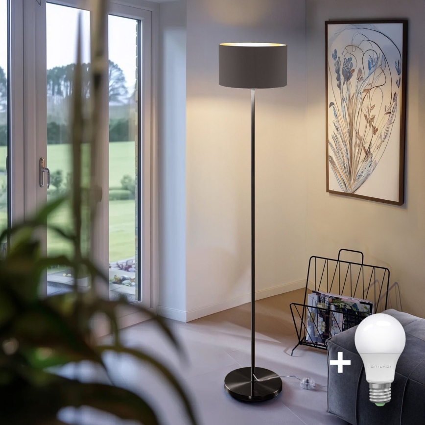 LED Επιδαπέδιο φωτιστικό TUNJA 1xE27/20W/230V Ø 30 cm μαύρο/τάουπ