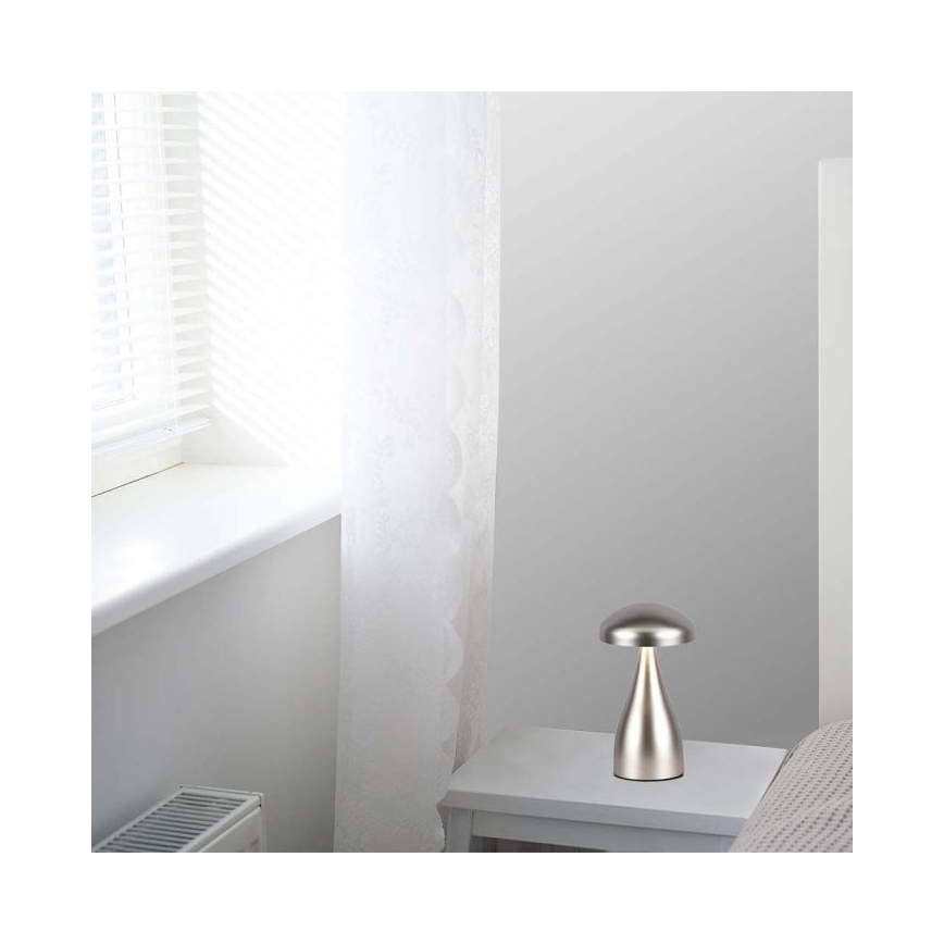 LED Dimming rechargeable touch επιτραπέζια λάμπα LED/1W/5V 3000-6000K 1800 mAh ασημί