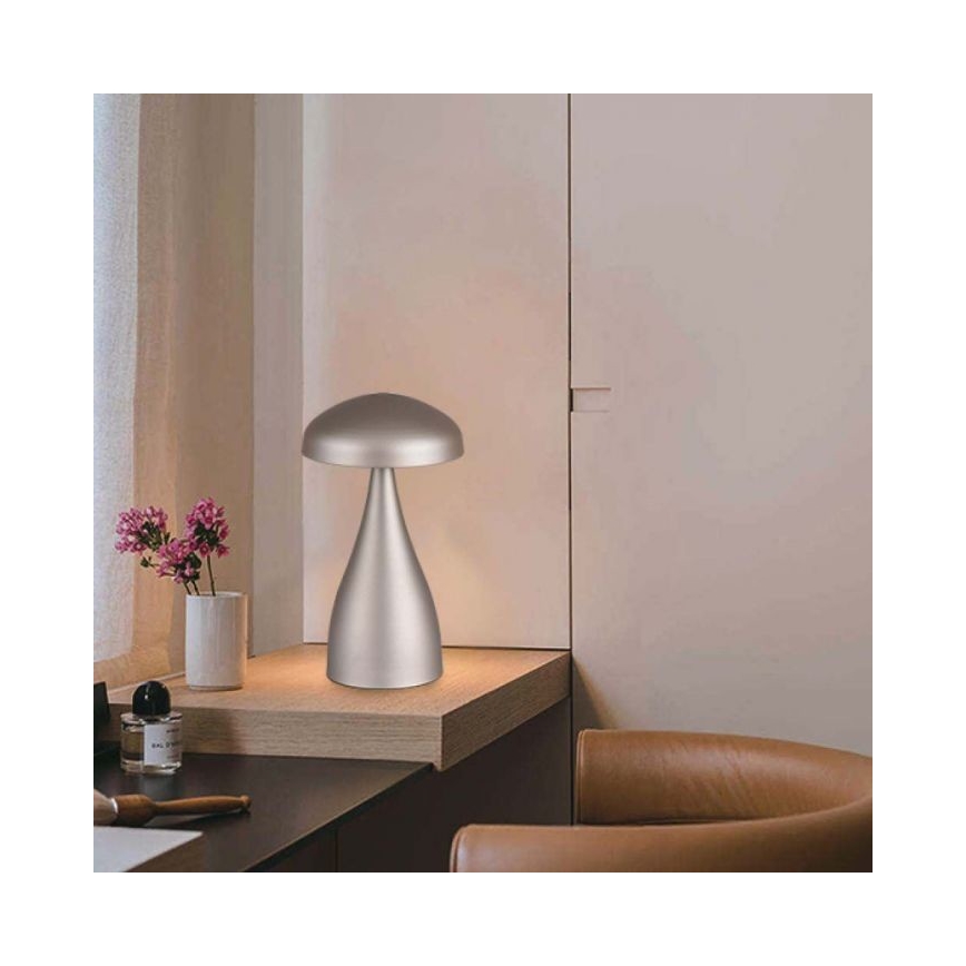 LED Dimming rechargeable touch επιτραπέζια λάμπα LED/1W/5V 3000-6000K 1800 mAh ασημί