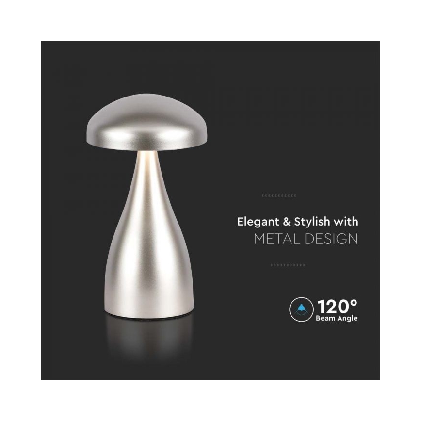 LED Dimming rechargeable touch επιτραπέζια λάμπα LED/1W/5V 3000-6000K 1800 mAh ασημί