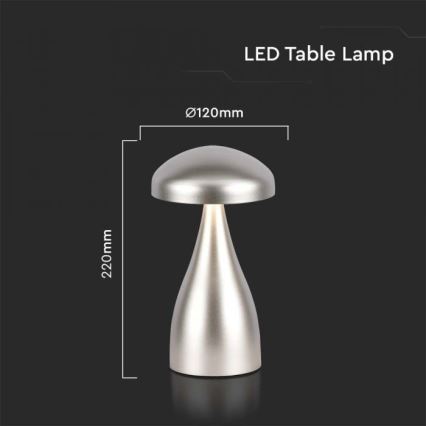 LED Dimming rechargeable touch επιτραπέζια λάμπα LED/1W/5V 3000-6000K 1800 mAh ασημί