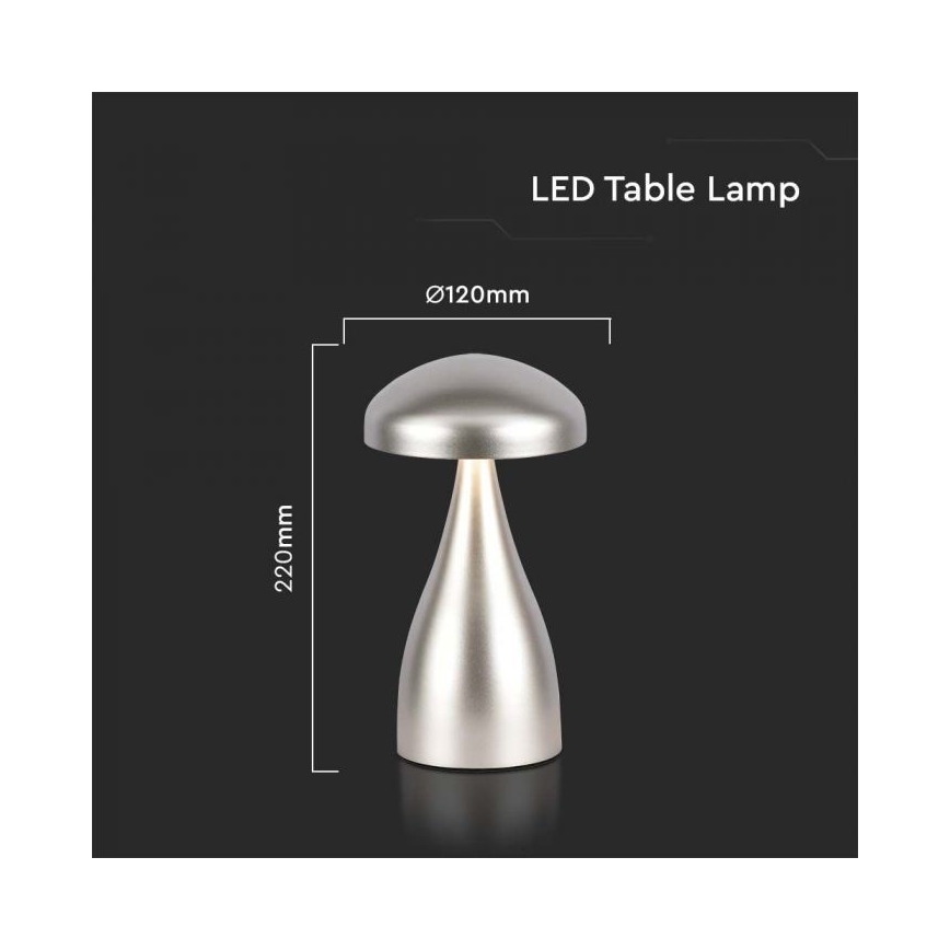 LED Dimming rechargeable touch επιτραπέζια λάμπα LED/1W/5V 3000-6000K 1800 mAh ασημί