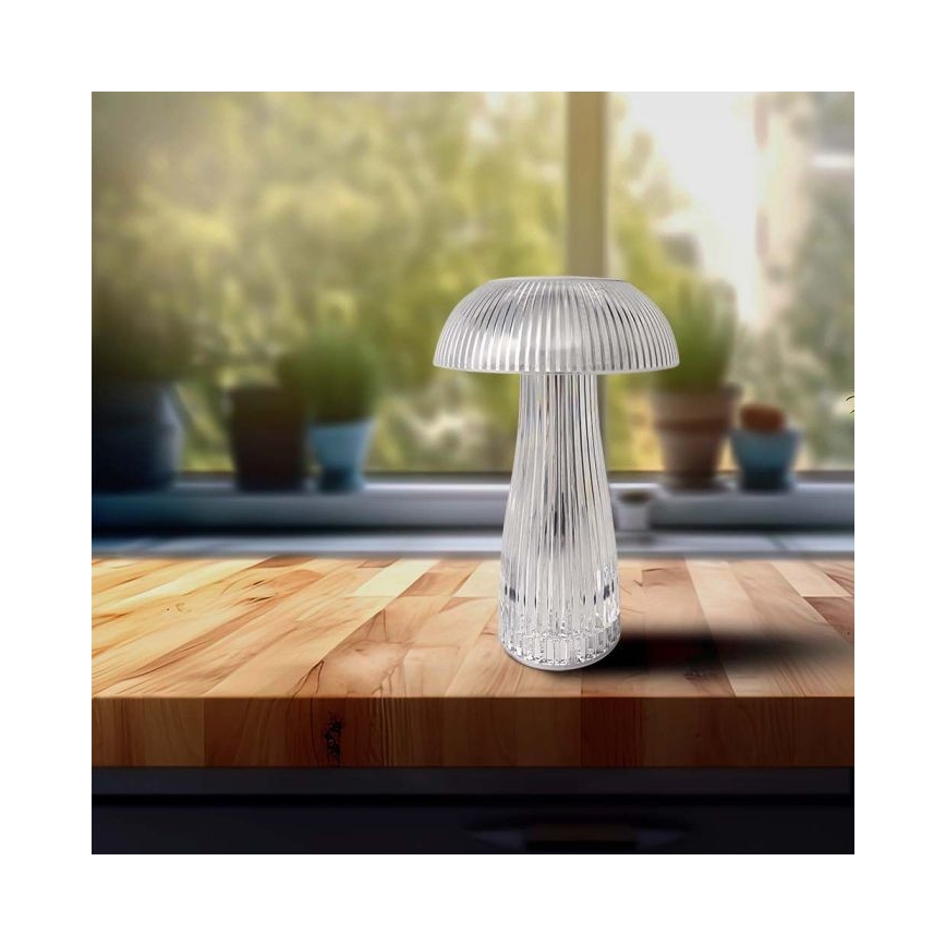LED Dimming rechargeable touch επιτραπέζια λάμπα LED/1W/5V 3000-6000K 1800 mAh διαφανής