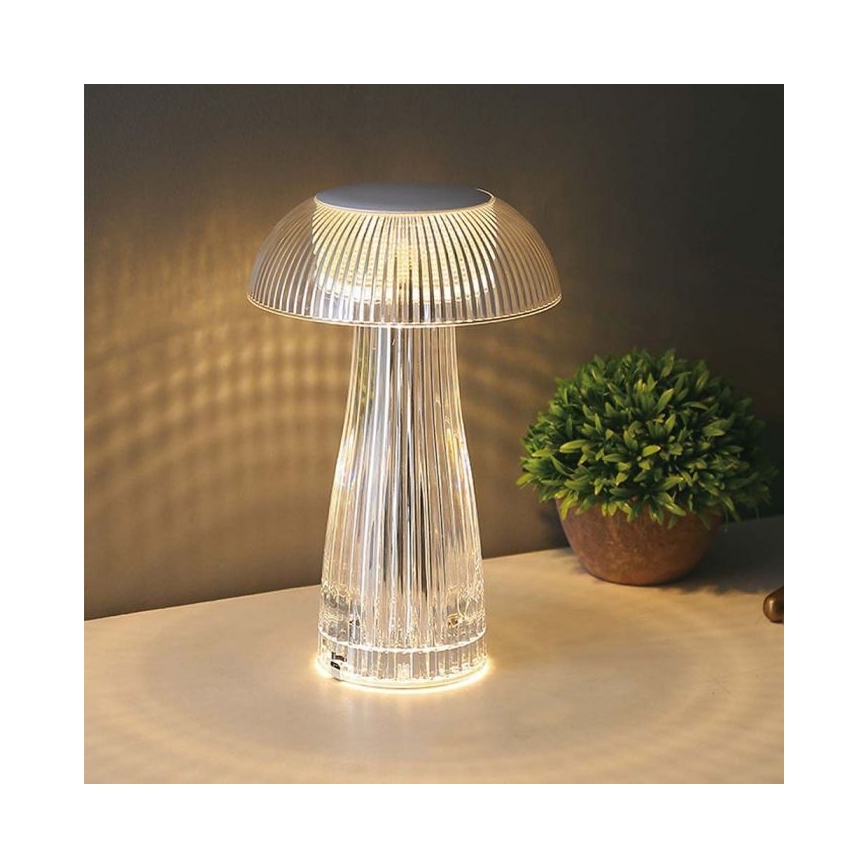 LED Dimming rechargeable touch επιτραπέζια λάμπα LED/1W/5V 3000-6000K 1800 mAh διαφανής