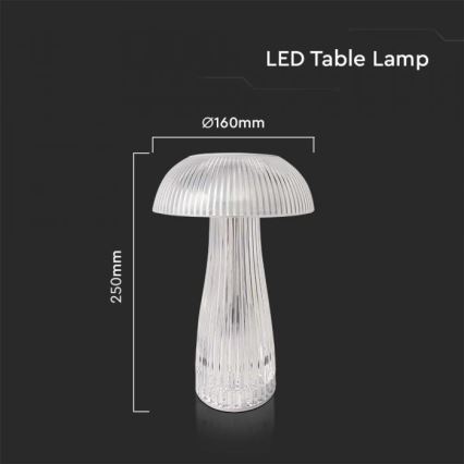 LED Dimming rechargeable touch επιτραπέζια λάμπα LED/1W/5V 3000-6000K 1800 mAh διαφανής