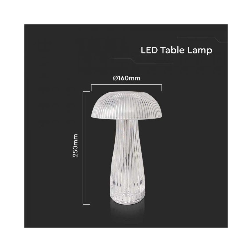 LED Dimming rechargeable touch επιτραπέζια λάμπα LED/1W/5V 3000-6000K 1800 mAh διαφανής