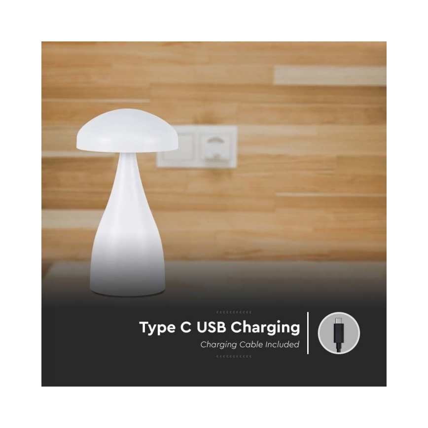 LED Dimming rechargeable touch επιτραπέζια λάμπα LED/1W/5V 3000-6000K 1800 mAh λευκό