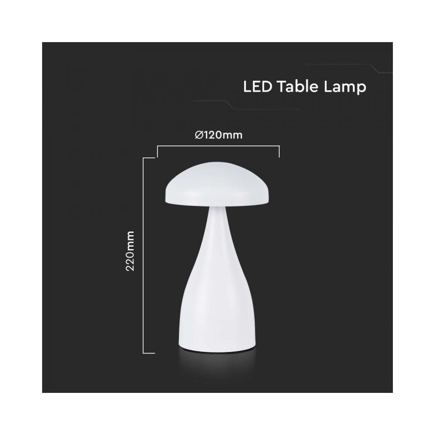 LED Dimming rechargeable touch επιτραπέζια λάμπα LED/1W/5V 3000-6000K 1800 mAh λευκό