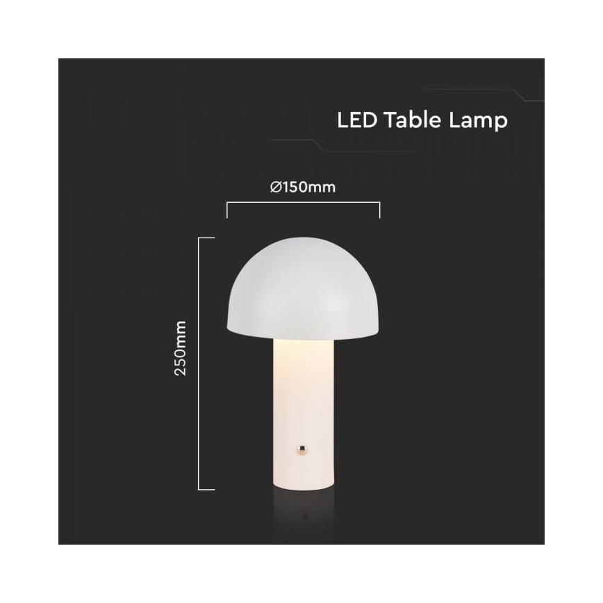 LED Dimming rechargeable touch επιτραπέζια λάμπα LED/1W/5V 3000-6000K 1800 mAh λευκό