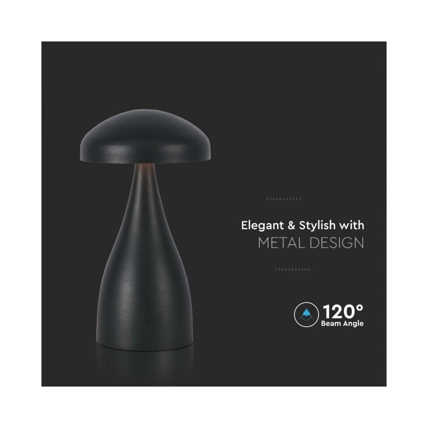 LED Dimming rechargeable touch επιτραπέζια λάμπα LED/1W/5V 3000-6000K 1800 mAh μαύρο