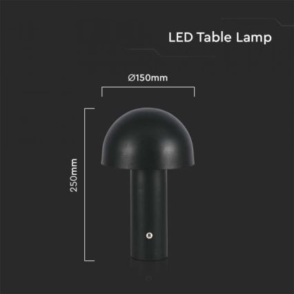 LED Dimming rechargeable touch επιτραπέζια λάμπα LED/1W/5V 3000-6000K 1800 mAh μαύρο