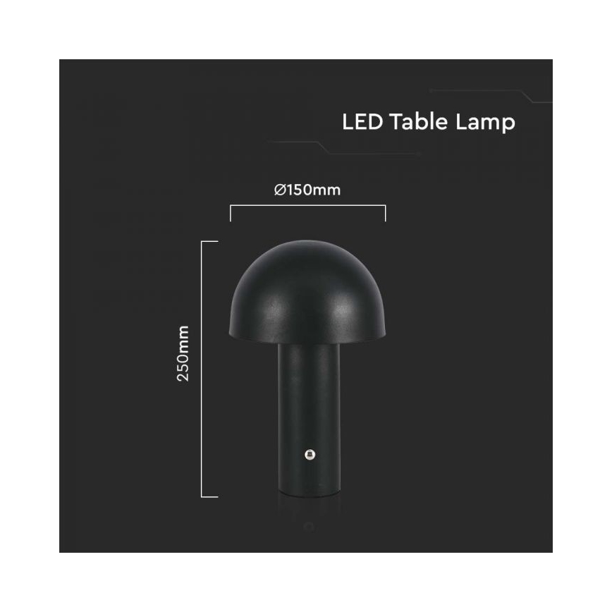 LED Dimming rechargeable touch επιτραπέζια λάμπα LED/1W/5V 3000-6000K 1800 mAh μαύρο