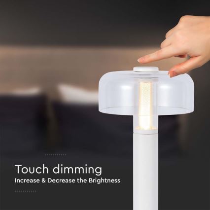 LED Dimming rechargeable touch επιτραπέζια λάμπα LED/1W/5V 3000K 1800 mAh λευκό