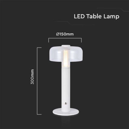 LED Dimming rechargeable touch επιτραπέζια λάμπα LED/1W/5V 3000K 1800 mAh λευκό