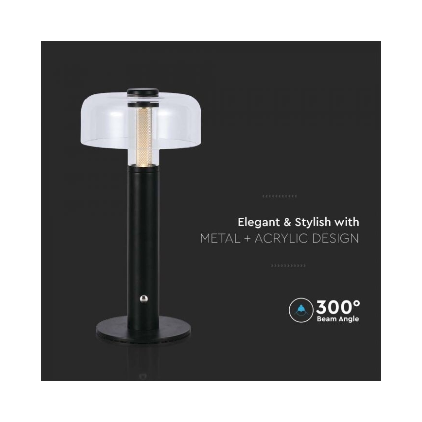 LED Dimming rechargeable touch επιτραπέζια λάμπα LED/1W/5V 3000K 1800 mAh μαύρο