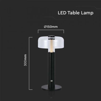 LED Dimming rechargeable touch επιτραπέζια λάμπα LED/1W/5V 3000K 1800 mAh μαύρο