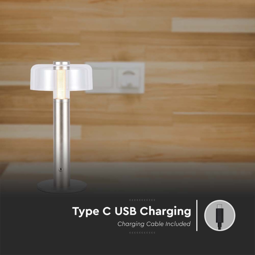 LED Dimming rechargeable touch επιτραπέζια λάμπα LED/1W/5V 3000K 1800 mAh χρυσαφί