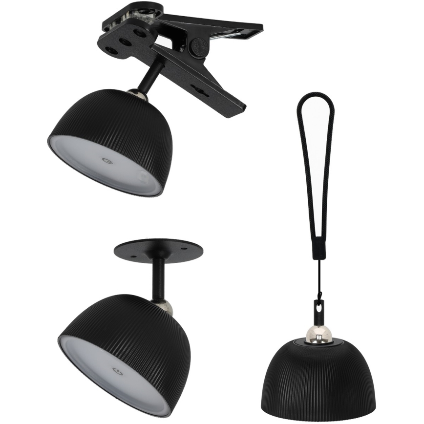 LED Επαναφορτιζόμενη επιτραπέζια λάμπα dimming 4σε1 LED/3,5W/5V 3000/4000/6500K IP54 1800 mAh μαύρο