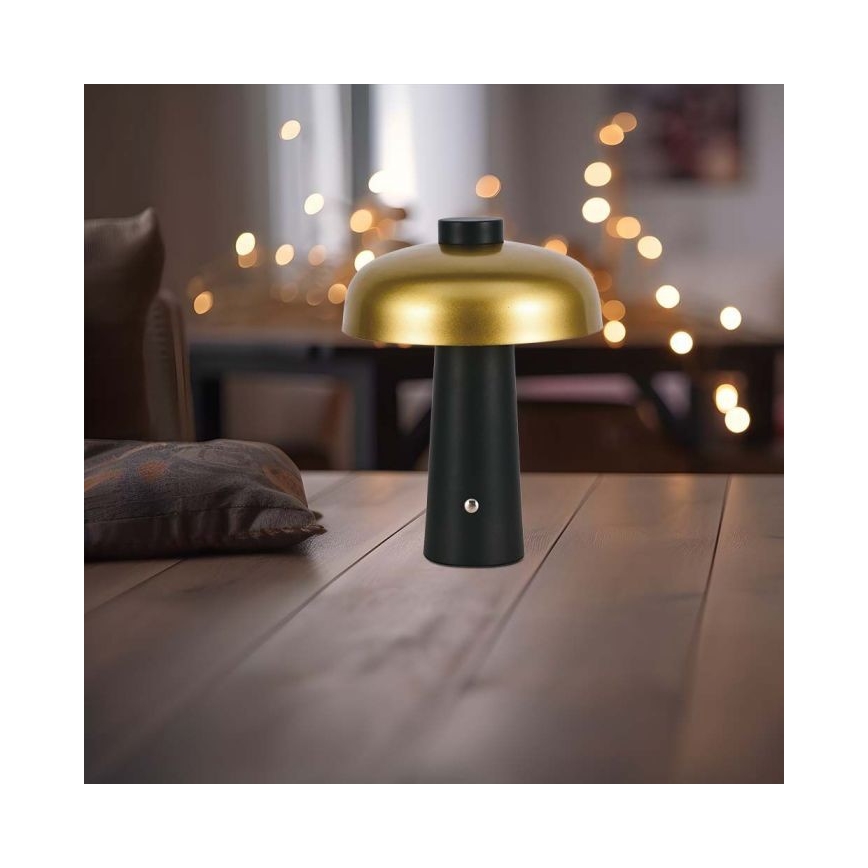 LED Dimming rechargeable touch επιτραπέζια λάμπα LED/3W/5V 3000-6000K 1800 mAh μαύρο/χρυσαφί