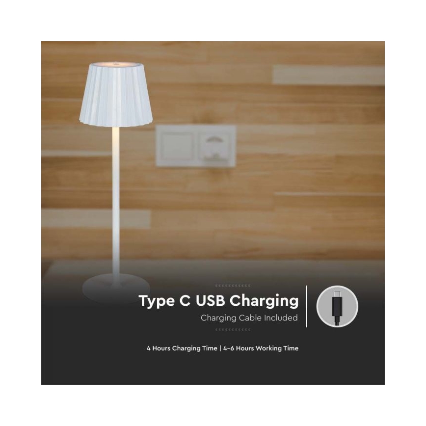 LED Dimming rechargeable touch επιτραπέζια λάμπα LED/4W/5V 3000-6000K 1800 mAh λευκό